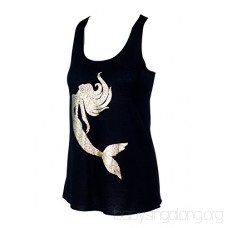 228x228 Mermaid Floral Gold Foil Silhouette Tank Top