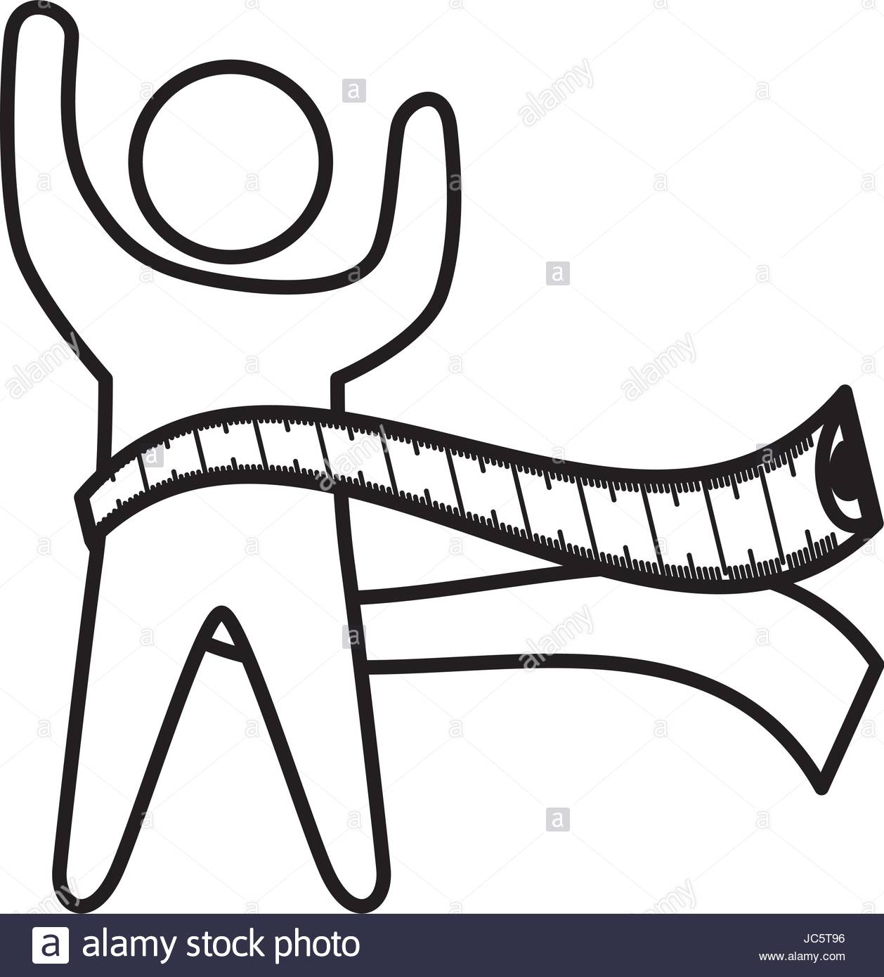 1258x1390 Human Silhouette With Tape Measure Stock Vector Art Amp Illustration