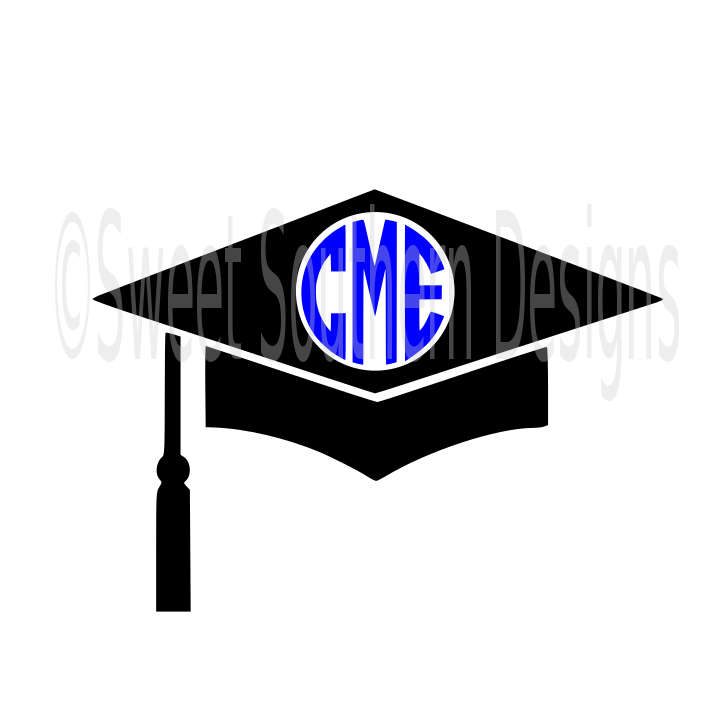 720x720 Monogram Graduation Cap Tassel Svg Instant Download Design
