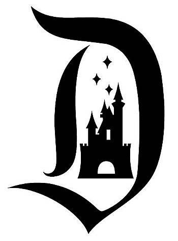 350x473 Disneyland , Letter D Vinyl Decal, With Castle In The Center