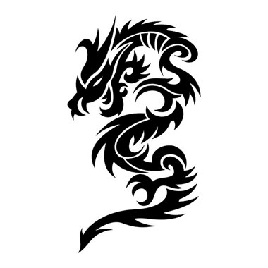 380x380 Classic Black Ink Dragon Silhouette Tattoo Design