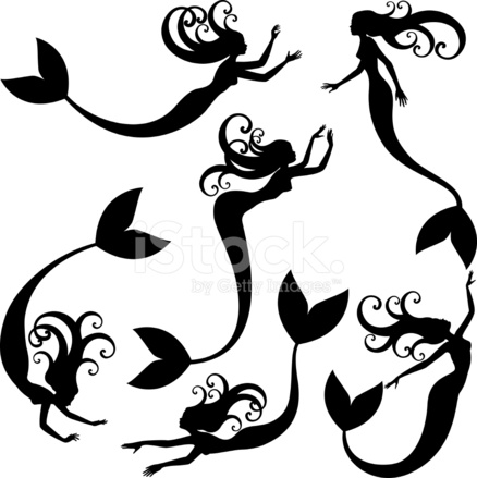 438x439 Black Silhouette Mermaid Tattoos