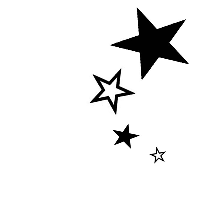 703x667 Outline And Black Silhouette Star Tattoos Designs