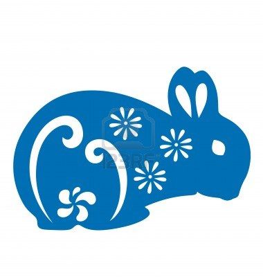 380x400 Rabbit Silhouette Illustrated With Paper Cut Style. I Love