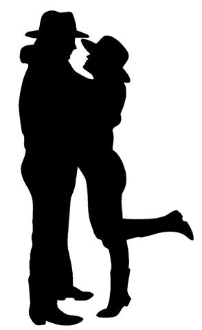 202x330 Cowboy Couple Silhouette Decal Sticker