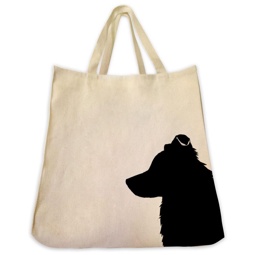 1001x1001 Border Collie Silhouette Extra Large Reusable Cotton Canvas Tote