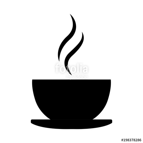 500x500 Simple, Black Coffee Cup Silhouette Iconlogo. Hot Drink Icon