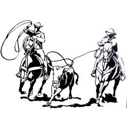 250x250 Western Graphics Team Roping Decal Western Silhouettes
