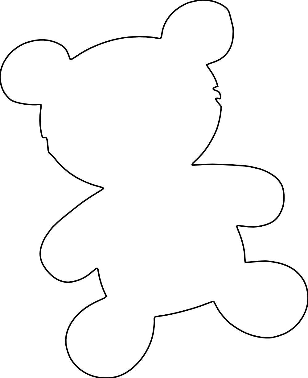 999x1224 Clip Art Bear Silhouette Black White Line Teddy