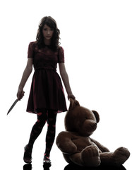187x240 Strange Young Woman Killing Her Teddy Bear Silhouette