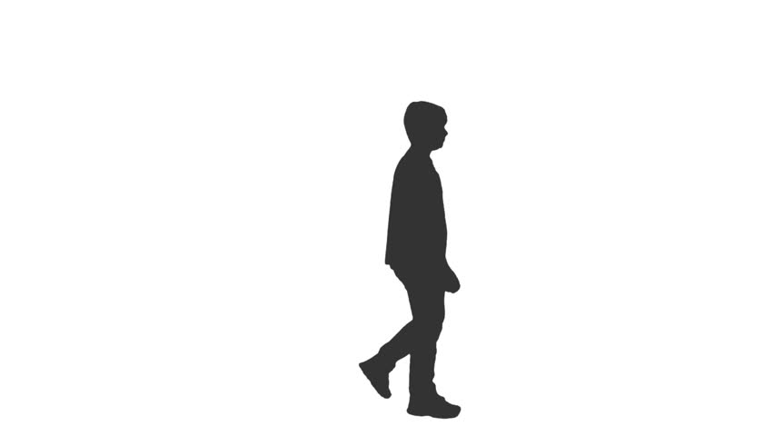 852x480 Silhouette Of A Teenager Walking. Side View. Full Hd Shot