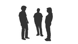 256x144 Silhouette Of Two Women Talking Amp Teen Boy Waiting For His Mother