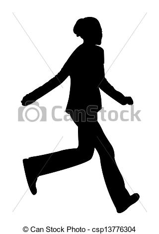 320x470 Running Teenage Girl Silhouette Stock Photography