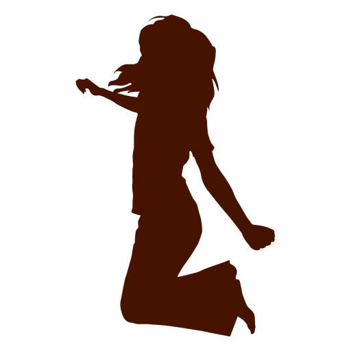 512x512 Teen Girl Jumping High Silhouette