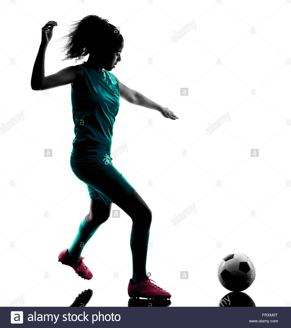 1236x1390 One Teenager Girl Child Playing Soccer Player In Silhouette