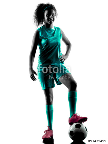 375x500 Teenager Girl Soccer Player Isolated Silhouette Stock Photo