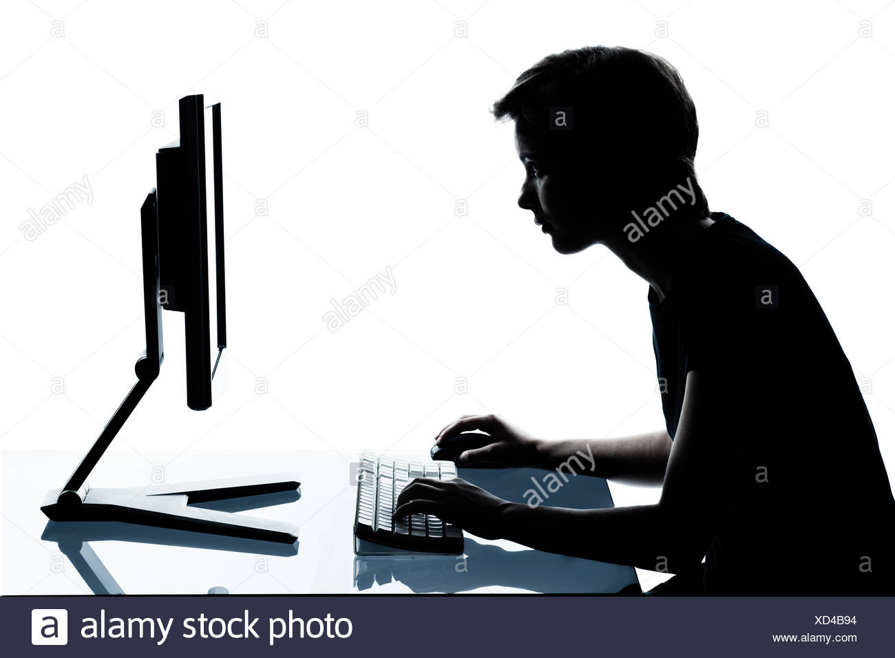 1300x956 Silhouette Girl Sitting Computer Side Stock Photos Amp Silhouette