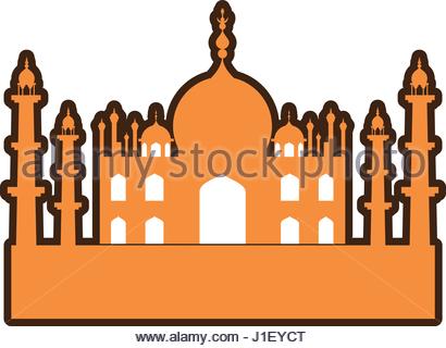410x320 Taj Mahal Temple Silhouette. Vector Illustration For Design Use