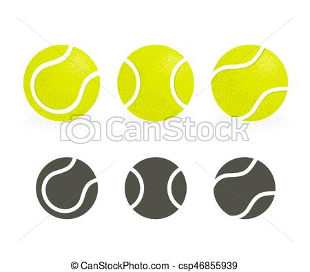 450x395 Tennis Balls Set. Black Silhouette Icons And Realistic Color