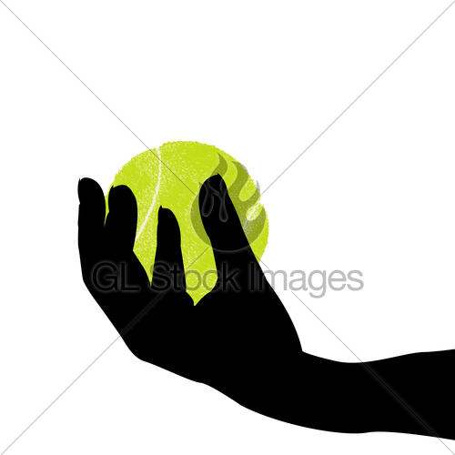500x500 Hand Silhouette Holding A Tennis Ball Gl Stock Images