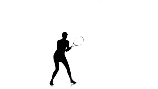 320x180 Woman Beats The Ball Great Racket While Jumping Sideways