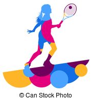 180x195 Girl Tennis Player Active Sport Silhouette Abstract Mosaic Clip