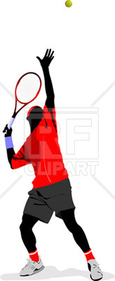 164x400 Silhouette Of Tennis Player In Action Royalty Free Vector Clip Art