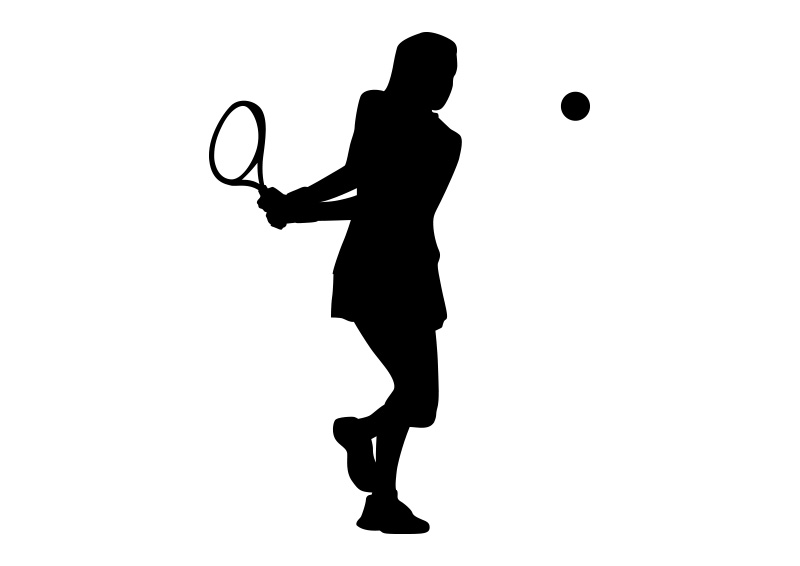 800x566 Girl Playing Tennis Black Silhouette On White Background Vector