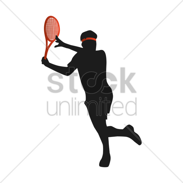 600x600 Free Silhouette Of Man Playing Tennis Vector Image