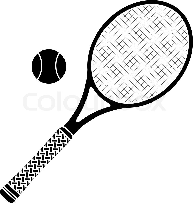 763x800 Tennis Ball And Racket Black And White Collection