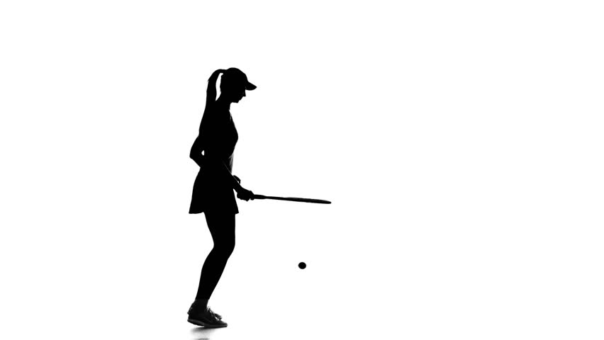 852x480 Girl Tennis Player Playing Tennis And Jumping. White Background