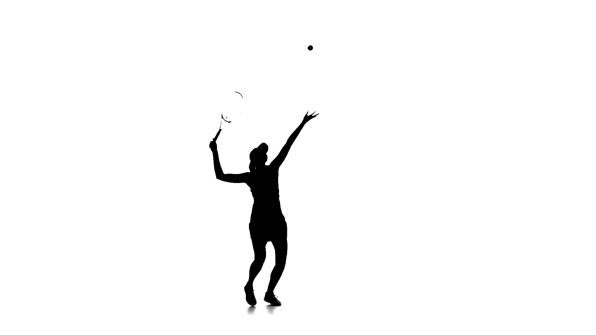 1920x1080 Tennis Player Throws The Ball And Smashes It. Silhouette. Slow
