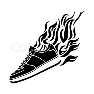 320x320 Illustration With Silhouette Of Running Shoe Icon On A White