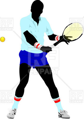 285x400 Silhouette Of Tennis Player With Racket Royalty Free Vector Clip