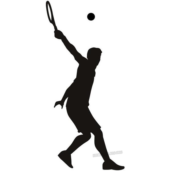 600x600 Sport Wall Sticker Tennis Wide Swing Silhouette Tennis Wall