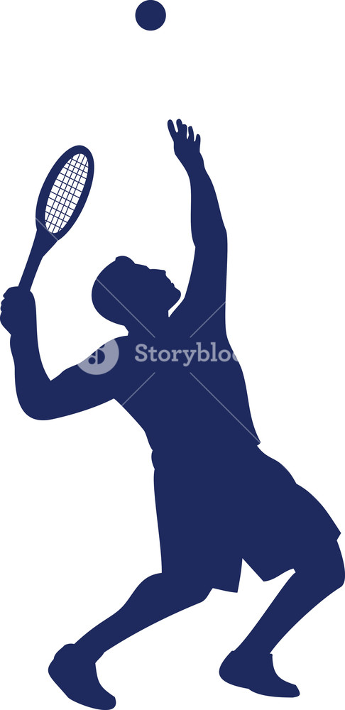 486x1000 Tennis Player Serving Silhouette Royalty Free Stock Image