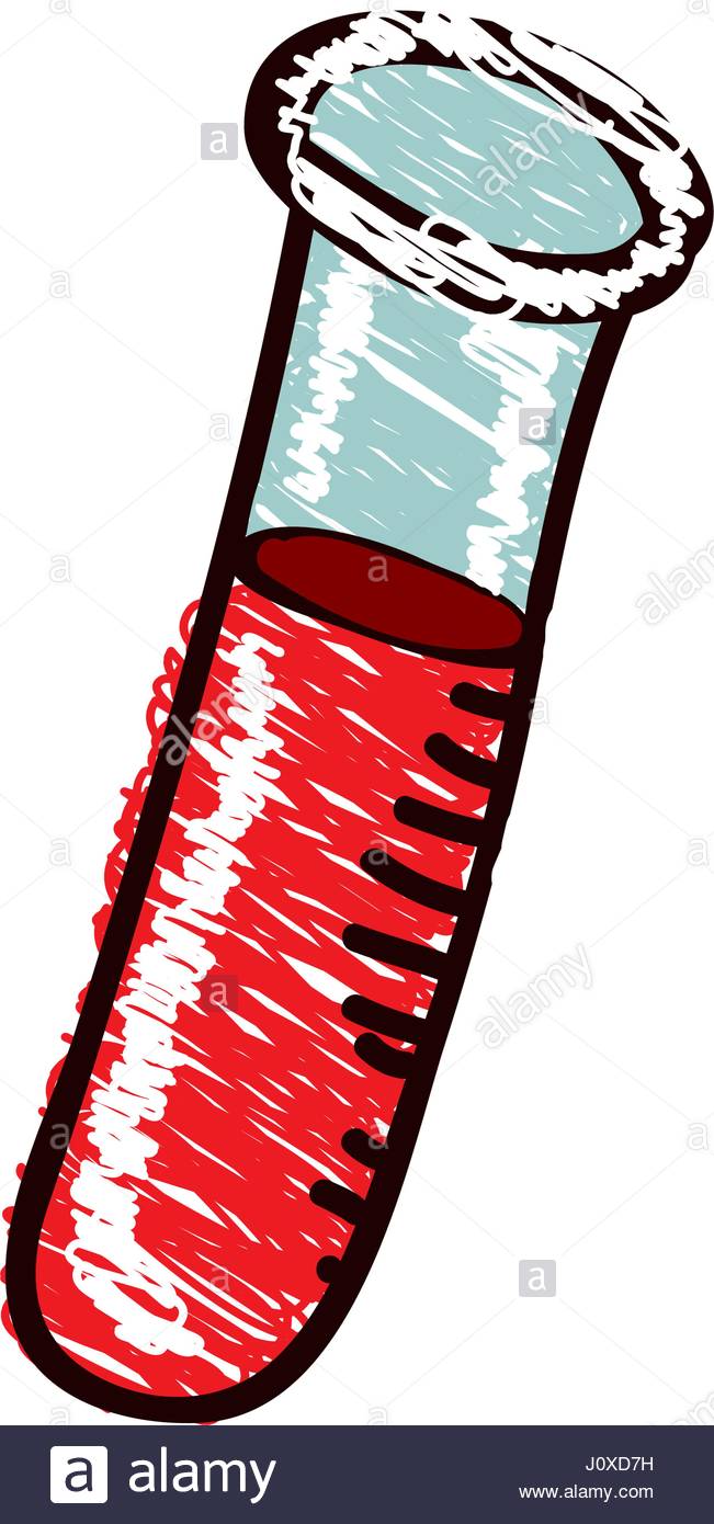 651x1390 Hand Drawn Silhouette With Colored Pencil Of Test Tube Stock