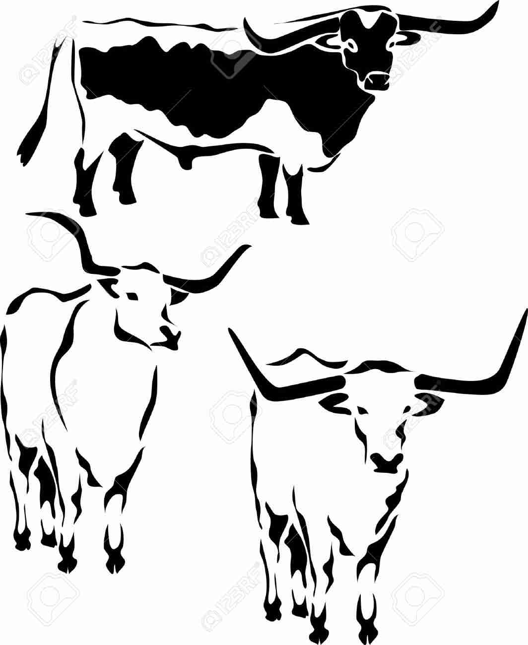 1064x1300 Silhouettes Cattle Breed Texas Longhorn Stock Vector 160377 Lovely