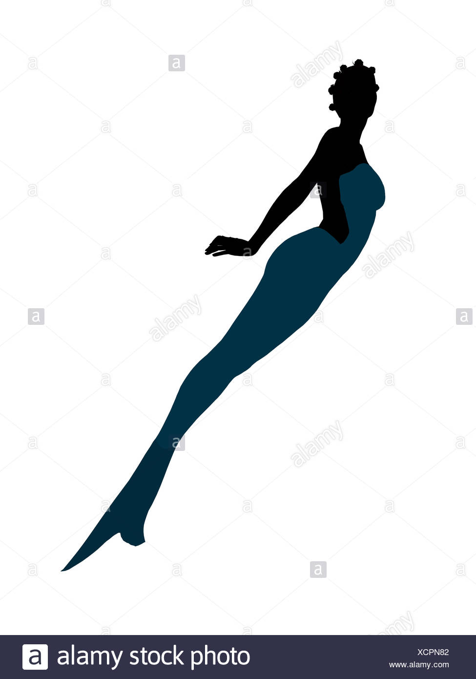 975x1390 Little Mermaid Silhouette Illustration Stock Photo 283241394