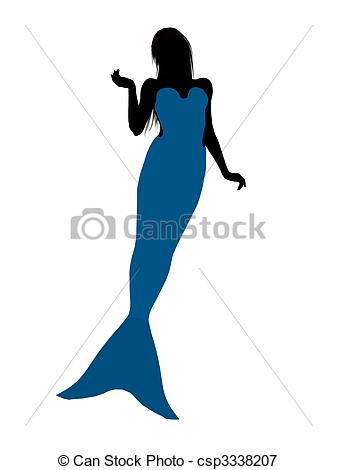 337x470 Little Mermaid Silhouette Illustration. Little Mermaid Stock