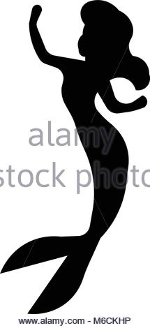 215x470 Little Mermaid Silhouette On White Background Stock Vector Art