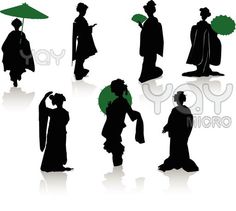 236x211 Silhouettes Of Dancers Of Japanese Theater Kabuki And Silhouettes