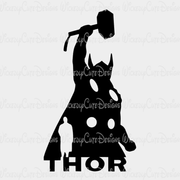 597x600 Thor Silhouette Svg, Dxf, Eps, Png Digital File Wickedly Cute