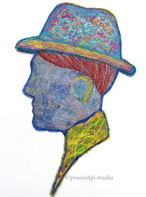 474x640 Man With A Hat Silhouette Thread Art Peaceofpi Studio Fiber