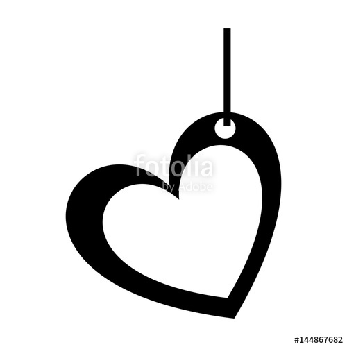 500x500 Monochrome Silhouette Of Heart Pendant Of Thread Vector