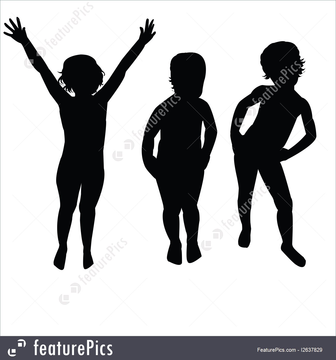 1300x1392 Silhouettes And Outlines Three Children Silhouettes