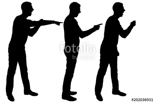 500x333 Vector Silhouette Of Three Men Who Scream And Point Their Finger