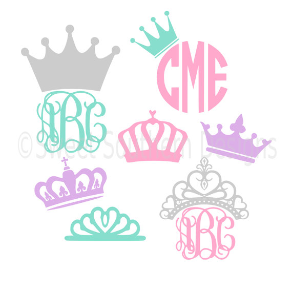 570x570 Monogram Tiara Crown Svg Instant Download Design For Cricut