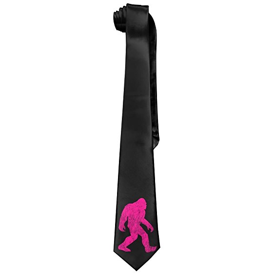 562x562 Hot Pink Sasquatch Silhouette Men's Tie Long Necktie Skinny