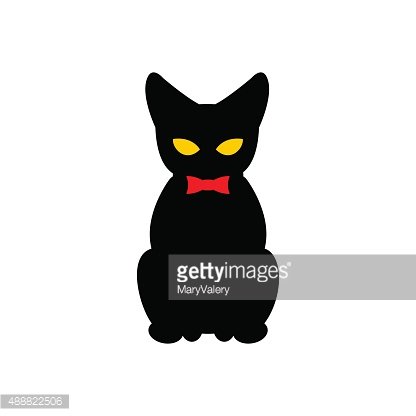 416x416 Black Cat With Red Bow Silhouette Of Pet Premium Clipart